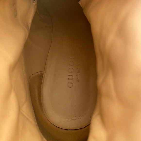 Gucci G rhombus boots block heels leather black 37.5 - Picture 10 of 13